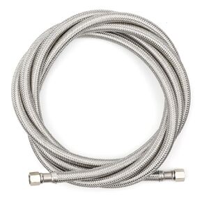Klabb Ice Maker Machine hose -6FT Premium Stainless Steel Ice Machine Hose with 1/4" Compression Fittings, Silver (6FT)