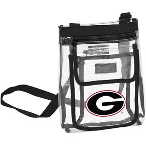 Logo Brands NCAA Georgia Bulldogs Gameday Clear Crossbody Bag - Stadium Approved, Adjustable Strap, Two Pockets, Front Zipper Pocket