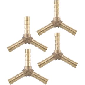 X AUTOHAUX 4 Pcs 6mm Y Shaped Hose Barb Y Barbed Tube Pipe Fitting Brass Hose Fitting Connector Gold Tone