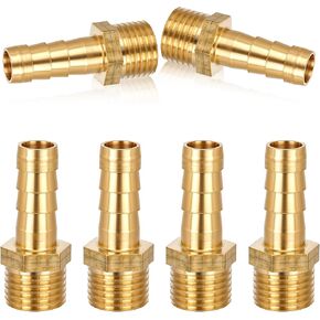 Molain 6 Pack Brass Hose Fitting, 3/8" Barb x 1/4" NPT Male Pipe, Hose Barb Fitting, Brass Hose Barb Fitting Barbed Air Hose Repair Fitting Adapter Kit