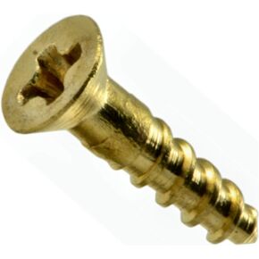 014973125608 Phillips Flat Wood Screws, 2 x 3/8, Piece-100,Brass