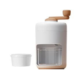 Portable Ice Shaver, Hand Crank Snow Cone Machine, Household Small Ice Maker Crusher, Manual Shaved Ice Machine with 1 Reusable Plastic Ice Mold Cups for Making Snowcones Ice Cream (White)