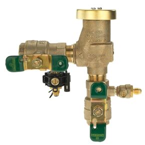 Watts 800M4FR Series 3/4" Bronze Freeze-Resistant Pressure Backflow Preventer Assembly, Quarter Turn Shutoff, Tee Handles, Freeze Sensor with SentryPlus Alert Technology