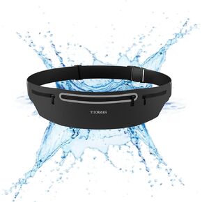 3 Separate pouch Slim Running Belt Fanny Packs for Women & Men，Reflective Running Fanny Pack，Runner Belt for Running Walking Cycling Camping Gym (Black)