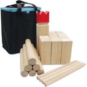 مجموعة ألعاب Juegoal Kubb مجموعة ألعاب الفناء الخلفي مجموعة ألعاب الرمي في الهواء الطلق مع حقيبة حمل