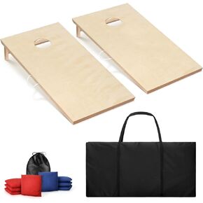 مجموعة Edostory Cornhole - حجم التنظيم 4 أقدام × 2 قدم لوحة ألعاب من الخشب الصلب للاستخدام الخارجي، تصميم محمول وحقيبة حمل لسهولة الحمل والتخزين، مثالية للأنشطة الخارجية، تتضمن 8 أكياس رمي