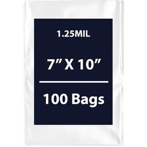 Multiple Sizes Clear Flat Poly Bags, 1.25Mil 7" X 10" & 100 Bags | Low-Density Polyethylene (LDPE), Flat Open Top Plastic Packaging Packing | Flexible and Durable Plastic Bags0