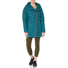Spyder Women’s Timeless Long Down Jacket – Paneled Puffy Lightweight Hooded Full Zip