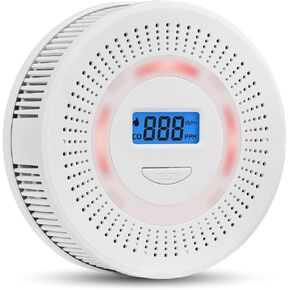 Carbon Monoxide Gas Alarm Smoke Alarm Two in oneWith Digital Display and Sound and Light Alarm, Easy to Install, Battery Powered, Suitable for Bedroom, Warehouse, Kitchen or RV Travel