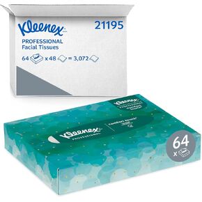 Kleenex® Professional Facial Tissue for Business (21195), Flat Tissue Boxes, 64 Junior Boxes / Case, 48 Tissues / Box, 3,072 Tissues / Case