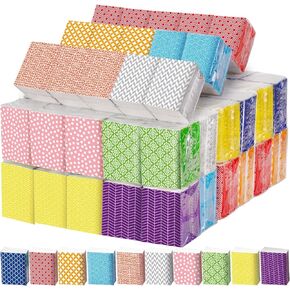 Crtiin 100 Tissue Bulk Travel Tissue Geometry Designed Pocket Tissues Small Size Individual Travel Tissue Packs 3 Ply Paper Facial Tissues for Guests Celebration Graduation Travelling