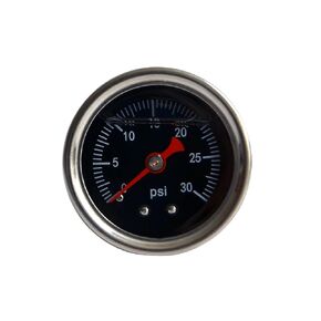 Fuel Pressure Gauge 0-30 Psi, 1.9" Black Dial, 1/8 NPT Back Mount, Stainless Steel Case, Glycerin Filled Gauges for Water Oil Air Pressure Test