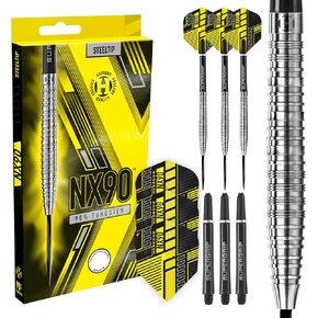 Harrows NX90 Darts, 90% Tungsten Steel Tip Darts Set, Includes High-Grade Shafts, Aerodynamic Dart Flights, Available in Sizes 21g, 22g, 23g, 24g, 25g & 26g