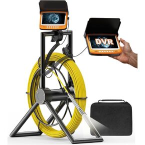 Sewer Camera, OnBeam Pipe Snake Camera 100ft, Drain Camera with DVR, 17mm Camera Head, Adjustable Brightness 8 LED Lights, Endoscope Camera IP68 Waterproof for Plumber, Homeowners, Industrial Worker