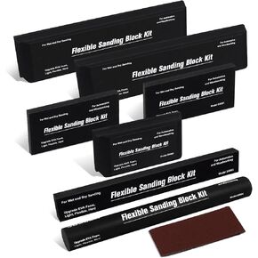 Sanding Block Kit with Sandpaper 7 Pieces Flexible EVA Foam Sanding Blocks Wet or Dry Autobody Sanding Kit for Woodworking Automotive Car Bodywork