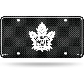 Rico Industries NHL Toronto Maple Leafs Carbon Fiber Metal Auto Tag 8.5" x 11" - Great for Truck/Car/SUV