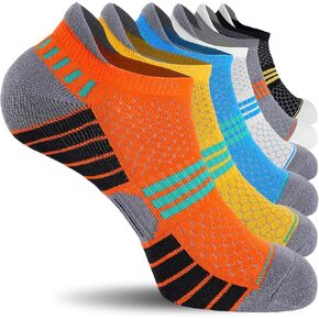 6 Pack Men's Ankle Socks, Cushion Running Athletic Socks, Breathable Sports Low Cut Socks