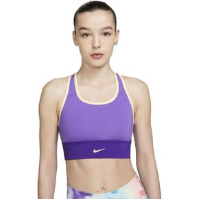 NIKE Dri-FIT Swoosh Women's Medium-Support 1-Piece Padded Longline Sports Bra Size XS Purple