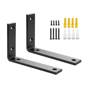 SAYAYO Floating Shelf Brackets Heavy Duty 6 Inch, 1/5 Inch Thicken Black Shelf Bracket for Wood Shelves, Metal L Brackets Shelving Brackets , 2Pcs
