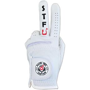 STFU Funny Men's Golf Glove - Premium 100% Cabretta Leather Shocker Golf Gloves, Golf Attire and Essentials for Men, Fun Golfer Gag Gift, Adult Right or Left Hand, Small to XXL Sizes