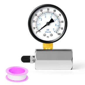 0-100PSI Gas Pressure Test Gauge, 3/4FNPT Connection 2" Dial Size, Chrome Plated Steel Body Assembly, for Measuring The Pressure of Gas Line, Gas Circuit, Air.