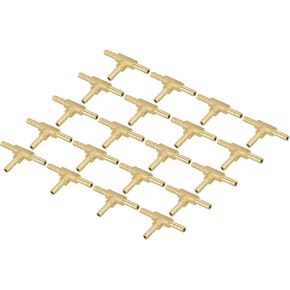 PATIKIL 5/32" Barb Tee Fitting, 20 Pcs 3 Way Union T-Shaped Brass Hose Barbed Fittings Intersection for Water Fuel Air Oil Gas Lightweight