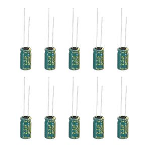 PATIKIL 400V 2.2uF Electrolytic Capacitors, 10Pcs 6x12mm Aluminum High Frequency Electrolytic Capacitors for TV, LCD Monitor, Refrigerator, Circuit Boards, Green