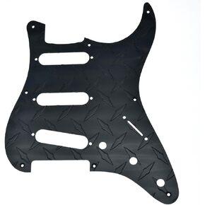 Dopro Vintage 8 Hole Metal Diamond Plate Strat SSS Pickguard Aluminum ST Scratch Plate for American FD Strat Black