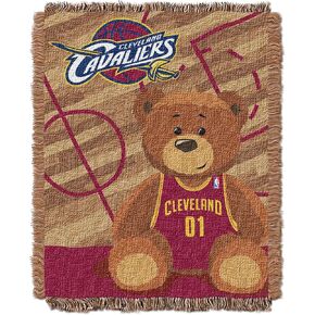 Officially Licensed NBA Cleveland Cavaliers Half Court Woven Jacquard Baby Throw Blanket, 36" x 46", Multi Color