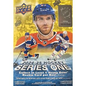 2024-2025 سلسلة Deck Upper One Hockey NHL Trading Card Box Box (1 بطاقة صاعد من الأسلحة الصغيرة وبطاقة Dazzler الخضراء الحصرية!