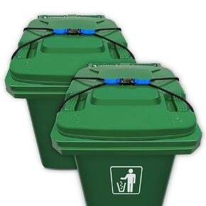 Trash Can Lock 2 Pack, Lid Lock for 30-54 Gal Outdoor Garbage Cans, Heavy Duty Bungee Cord Garbage Can Lock for Animals, Squirrels, Dogs, Raccoons