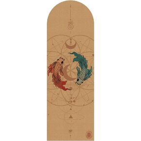 Premium Thick Cork Yoga Mat Non Slip | 3MM Thick Yoga Mat w/ Natural Tree Rubber for Superior Support & Comfort | Large Yoga Mat w/ Artistic Design & Organic Natural Rubber for Odor-Less, Eco-Friendly Exercise