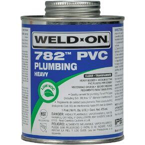 Weld-On 14017 782 PVC Heavy-Bodied High Strength Plumbing Solvent Cement - Medium-Setting and Low-VOC, Clear, 1 Pint (16 fl oz)