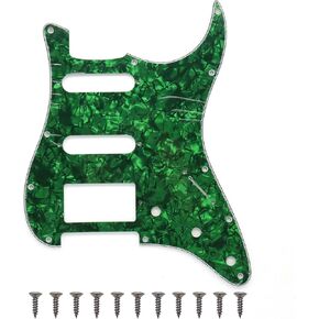 3ply 11 Hole ST/Strat Style Pickguard HSS Pick Guard for USA/Mexico Stratocaster/Strat vintage Style Guitar Parts (Green Pearl)