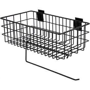 Kokone Slatwall Baskets with Paper Towel Holder Metal Mesh Slatwall Basket and Bins for Slatwall Panel Slat Wall Baskets for Garage Workshop Craft Room Kitchen Storage