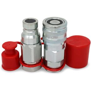 TL91 1" NPT Thread 1" Body Flat Face Hydraulic Quick Disconnect Coupler Set with Dust Caps