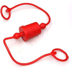 3/8 Hydraulic Coupler Dust Cap,ISO A Pioneer Style Male Female Hydraulic Quick Disconnects Port Plug Covers Fittings,Red Cap with Retention Ring Keeps Cap Attached to Hose