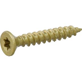 Premium One Multi-Material Flat Head Screws, Epoxy Coated Steel, Fasten in Wood, Metal, Concrete, Drywall and Plastic, Bronze, 6 x 1 inch, Box of 40 Screws
