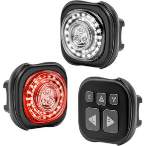 Luvan Smart Bike Light with Remote Controller - Sync Front & Rear LED Light Set, 5 Night & Daytime Mode | Turn Signals | Brake Lights, Rechargeable Bicycle Light for Night Riding, Dog, Running,Scooter