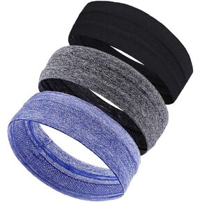 3pcs Sweatbands for Women Men, Absorbent Sweat Bands Headbands with Nonslip Grip, Stretchy Athletic Head Bands for Workout Sport Fitness Exercise Tennis Basketball Running Gym Yoga Cycling Outdoor A