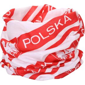 Euroscarves Poland Polska Neck Gaiter Tube Scarf (Bandana Balaclava Ski Mask Headband)