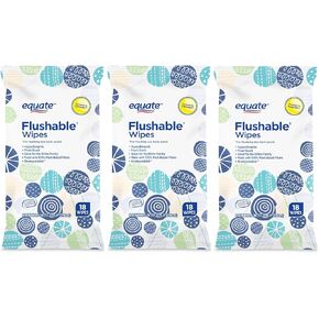 Equate Flushable Wipes 18 Count Pack of 3