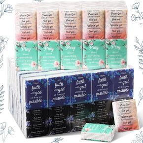 Lincia 120 Pack Bible Theme Facial Tissues Wallet Size Travel Tissue in Bulk Scripture 3 Ply Facial Tissues Mini Size Individual Tissue Decorations Christian Gifts for Travel(English Bible)