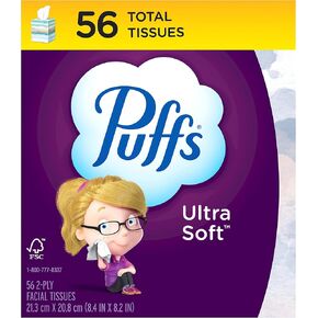 Puffs Ultra Soft Facial Tissues, 1 Cube, 56 Facial Tissues Per Box