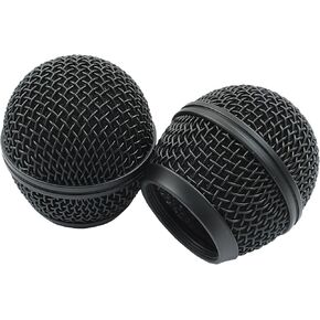 4 Pack Microphone Head Replacement Standard Size Grille, Silver Metal Microphone Mesh Heads Mic Replacement with Foam