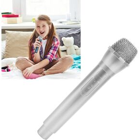Shanrya Fake Microphone for Singing, Plastic Prop Mic Prop Microphone with 1 X Prop Microphone for Parties(Silver)