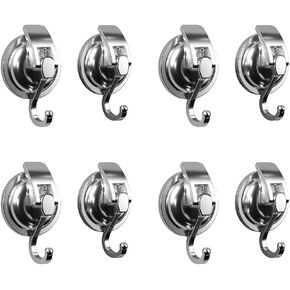 Suction Cup Hooks for Shower, Heavy Duty Vacuum Shower Hooks for Inside Shower, Matte Black-Plated Plished Super Suction for Kitchen Bathroom Restroom, 8 Pack