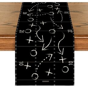 Artoid Mode Black Sport Theme Football Table Runner, Rugby Boy Birthday Party Kitchen Dining Table Decoration for Home Decor 13x72 Inch