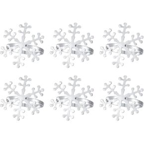 6PCS Christmas Snowflake Napkin Rings Alloy Napkin Holder Table Setting Wedding Holiday Table Decoration for Decorating Wine Bottle Cake Bouquets