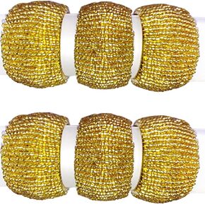 Handmade Beaded Silver Shimmer Napkin Rin for Dining Table Farmhouse Kitchen Home Décor Set of 6 PC